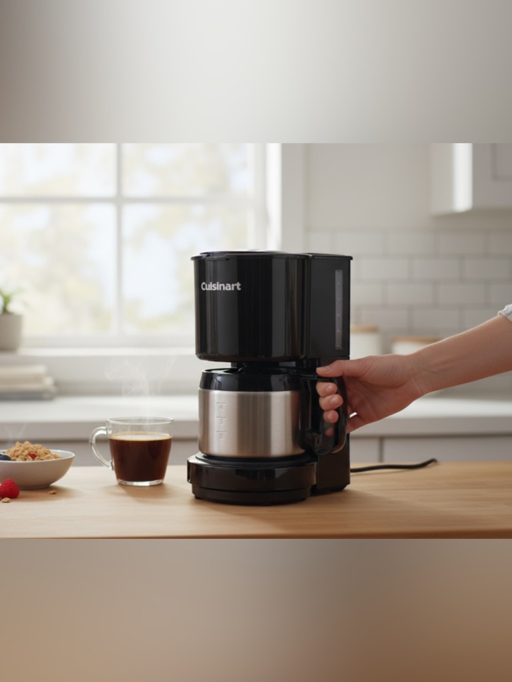 Cuisinart 4 Cup Coffee Maker DCC-450BK Stainless Carafe Compact Black Minimalist